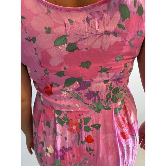 VTG Jams World Womens Pink Floral Hawaiian Boho Sleeveless Pockets Midi Dress M - Picture 12 of 16